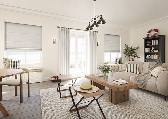 Florence Faux Suede, Grey Mist - Motorised Roman Blind - Image 6